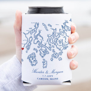 Porta-lata Camden Maine Wedding Favor Drink Holder