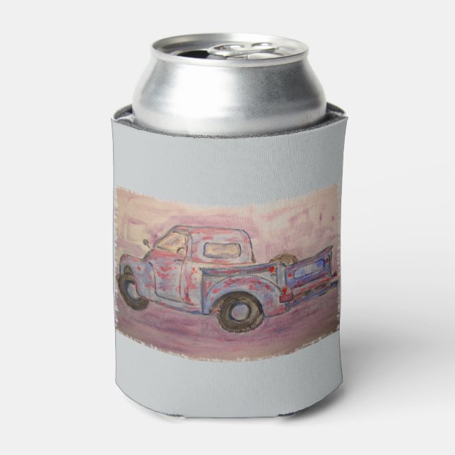 Porta-lata caminhão antigo azul patina (Can Front)