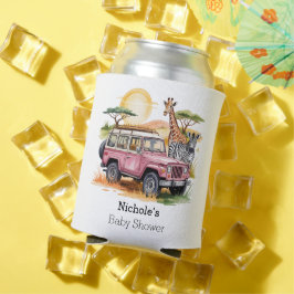 Porta-lata Caminhão cor-de-rosa com Chá de fraldas Safari