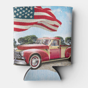 Porta-lata Caminhão de coleta vermelho: Vintage na bandeira a
