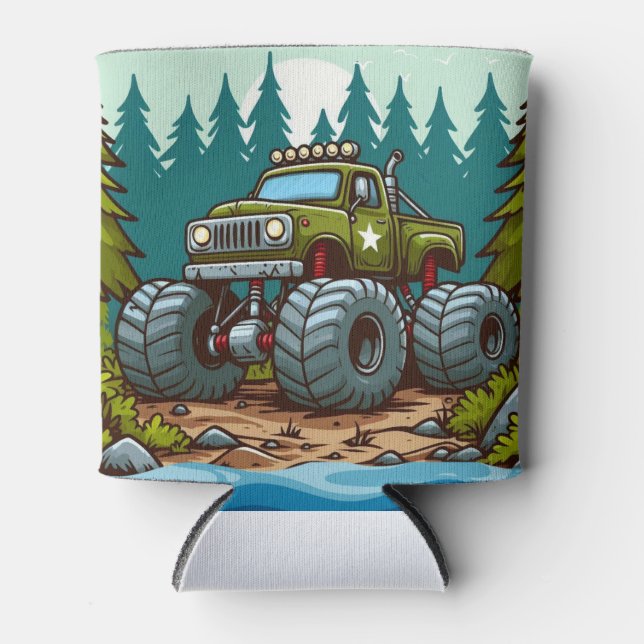 Porta-lata Caminhão do Monstro Verde na floresta (Frente)