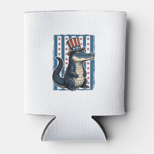 Porta-lata Camisa com Desenho de Jacaré Patriótico Vintage