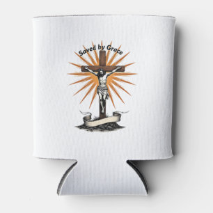 Porta-lata Camisa Cristã Jesus Cruz Fé Gravação Vintage