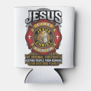 Porta-lata Camisa da Fé Cristã Vintage Jesus Bombeiro