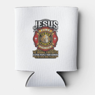 Porta-lata Camisa da Fé Cristã Vintage Jesus Bombeiro