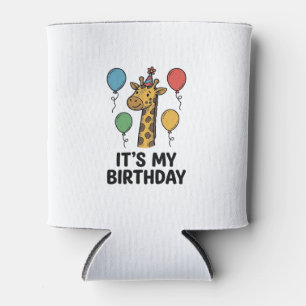 Porta-lata Camisa de aniversário de girafa fofa com design vi