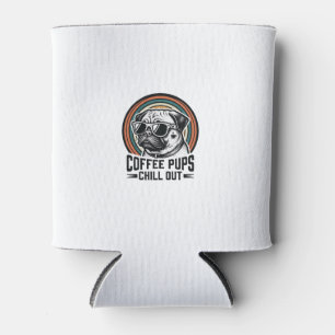 Porta-lata Camisa de Cachorro Café Retro Chill Pug Gráfico_1