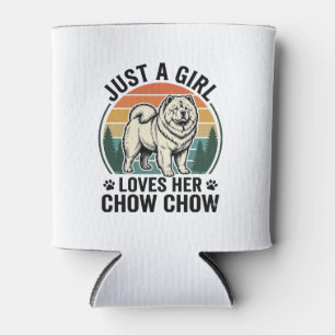 Porta-lata Camisa de Cachorro Chow Chow Vintage Girl Amante d