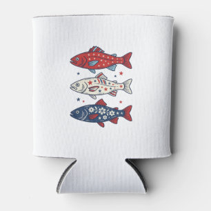 Porta-lata Camisa de Desenho de Gravura Vintage de Três Peixe