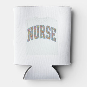 Porta-lata Camisa de Enfermeira com Letras de Varsity Floral 