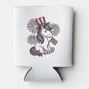 Porta-lata Camisa de Fogo de Unicórnio Patriótico Design_1