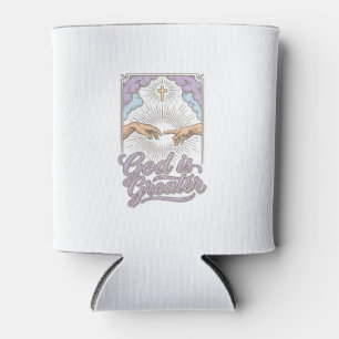 Porta-lata Camisa de Gravura Vintage Cristã Deus É Maior_1