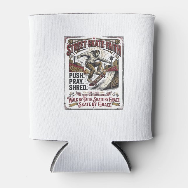 Porta-lata Camisa de Jesus Skate Longboard Cristão (Frente)