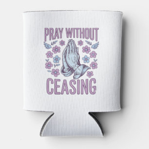 Porta-lata Camisa de Mãos em Oração Floral Reze Sem Cessar_1