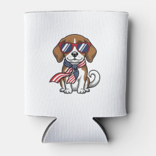Porta-lata Camisa de Óculos de Sol de Cão Beagle Patriótico V