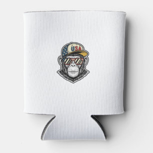 Porta-lata Camisa de óculos de sol patrióticos de chimpanzé v