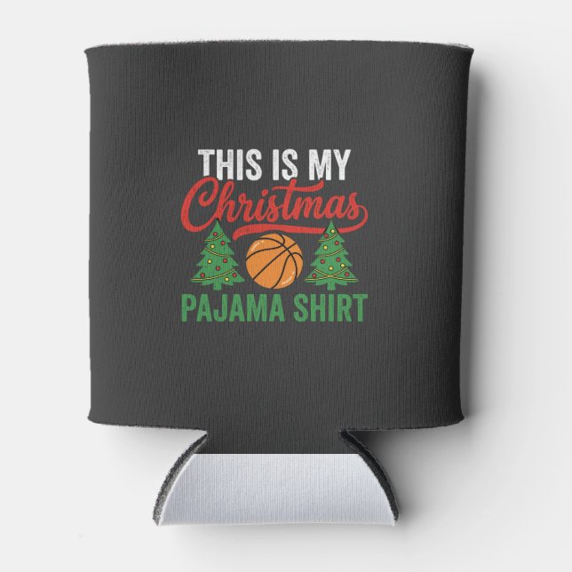 Porta-lata Camisa de pijama de Natal de basquete (Frente)