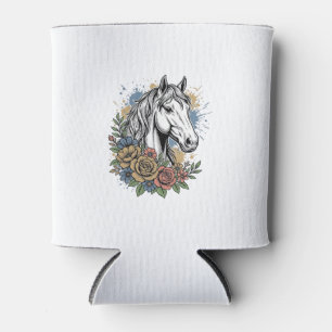 Porta-lata Camisa de Vetor Floral de Cavalo Gravado Vintage D