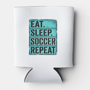 Porta-lata Camisa Eat Sleep Soccer Repeat Tipografia Vintage