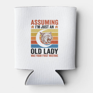 Porta-lata Camisa engraçada vintage da velha gata selvagem_1