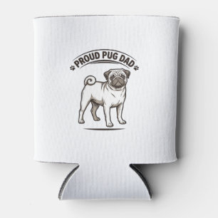 Porta-lata Camisa Pug Dad Gravura Vintage Design de Pai de Ca