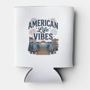 Porta-lata Camisa Vector do Lago Patriótico Vibes da Vida Ame