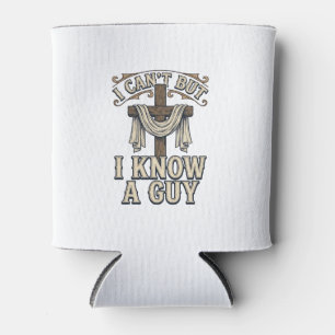 Porta-lata Camisa Vintage Cruz Cristã Eu Conheço um Cara