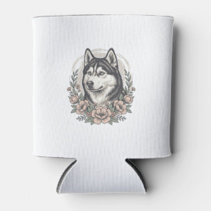 Porta-lata Camisa Vintage Husky Floral Portrait Design_1