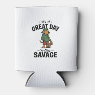 Porta-lata Camiseta com Desenho de Gravura Vintage Savage Dog