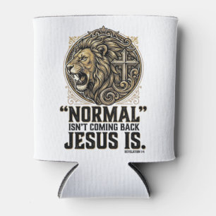 Porta-lata Camiseta Cristã Cruz do Leão Jesus Está Voltando