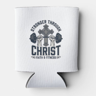 Porta-lata Camiseta de Academia Cristã Mais Forte Através de