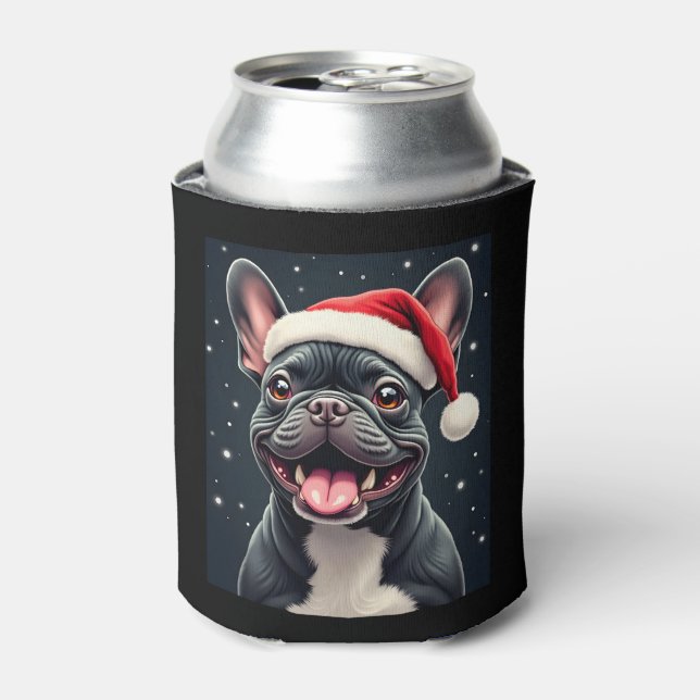 Porta-lata Camiseta de Natal de Bulldog Francês (Can Front)