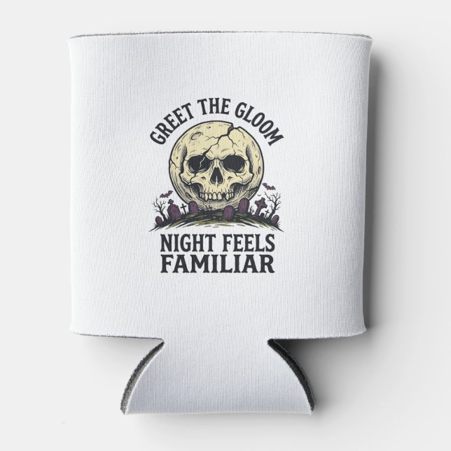 Porta-lata Camiseta Gráfica Crânio Lua Assustadora de Hallowe (Frente)