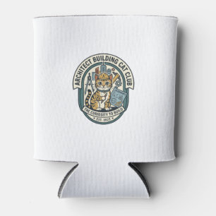 Porta-lata Camiseta Gráfica de Gato de Arquiteto Construindo