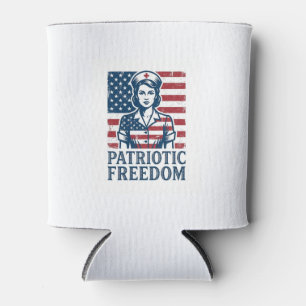 Porta-lata Camiseta Gráfica Vetorial Enfermeira Patriota
