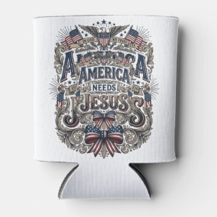 Porta-lata Camiseta Vintage América Patriótica Precisa de Jes