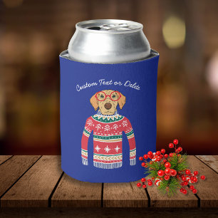 Porta-lata Camisola feia engraçada do Natal, cão que veste