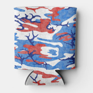 Porta-lata Camo Azul, Branco e Vermelho