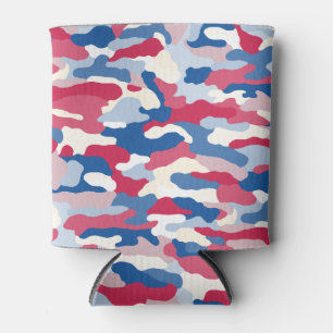 Porta-lata Camuflagem Azul e Branco Vermelho