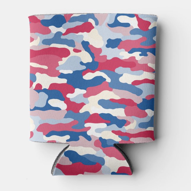 Porta-lata Camuflagem Azul e Branco Vermelho (Frente)