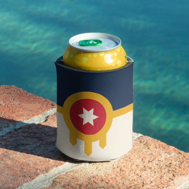 Porta-lata Can Cooler com a bandeira de Tulsa, Oklahoma (Piscina in situ)