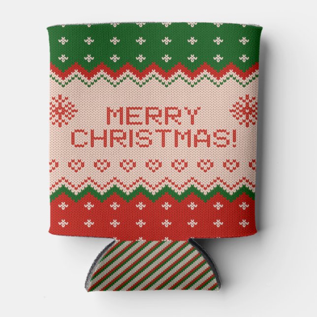 Porta-lata Can Cooler small with Merry Christmas Knit (Frente)
