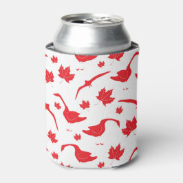 Porta-lata Canada Geese and Maple Leaves - canadense flag red