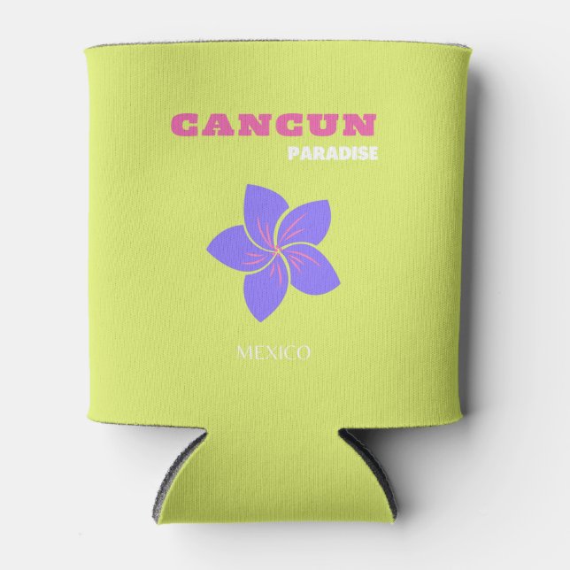 Porta-lata Cancun, Viagem do México, Arte Tropical, Verde (Frente)