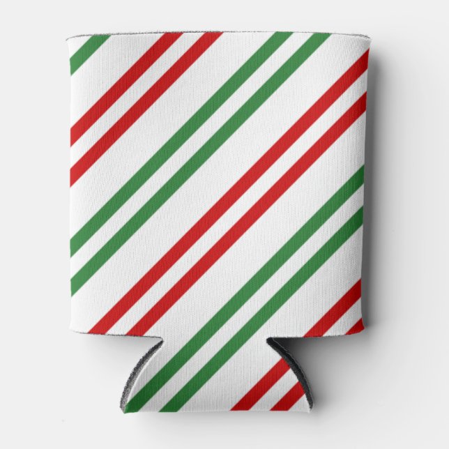 Porta-lata Candy Cane Christmas Strips Red Green (Frente)