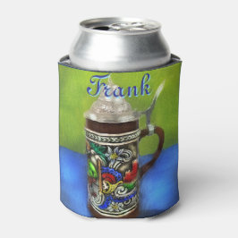 Porta-lata Caneca de cerveja alemã com tampa articulada azul