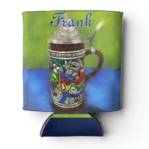 Caneca de cerveja alemã com tampa articulada azul