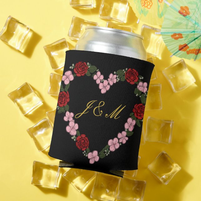 Porta-lata  canette mariage rose et noir (Verão in situ)