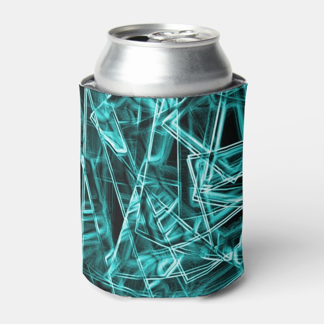 Porta-lata Cantos quadrados e pontos de "neon" azul ciano ou  (Can Front)