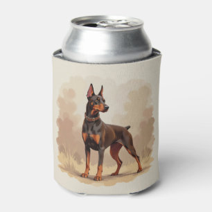 Porta-lata Cão Doberman Pinscher Castanho Ferrugem Vermelho